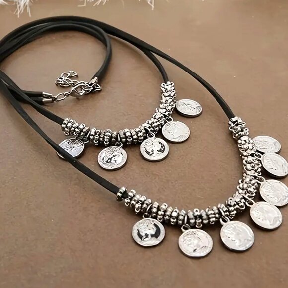 LAYERED COIN NECKLACE - Picture 1 of 2